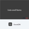 EventOn Lists and Items